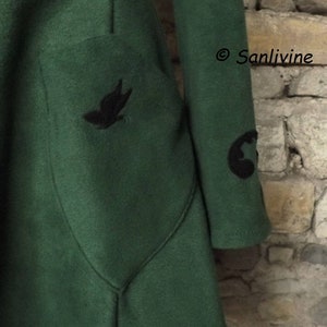 Longue veste femme grande Capuche elfique Elfrith en polaire vert sapin jacket green Elf hood image 4