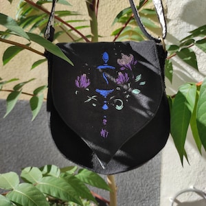 Black Lantern Embroidered Druid Pixie Shoulder Messenger Bag Elven Bag Sanlivine