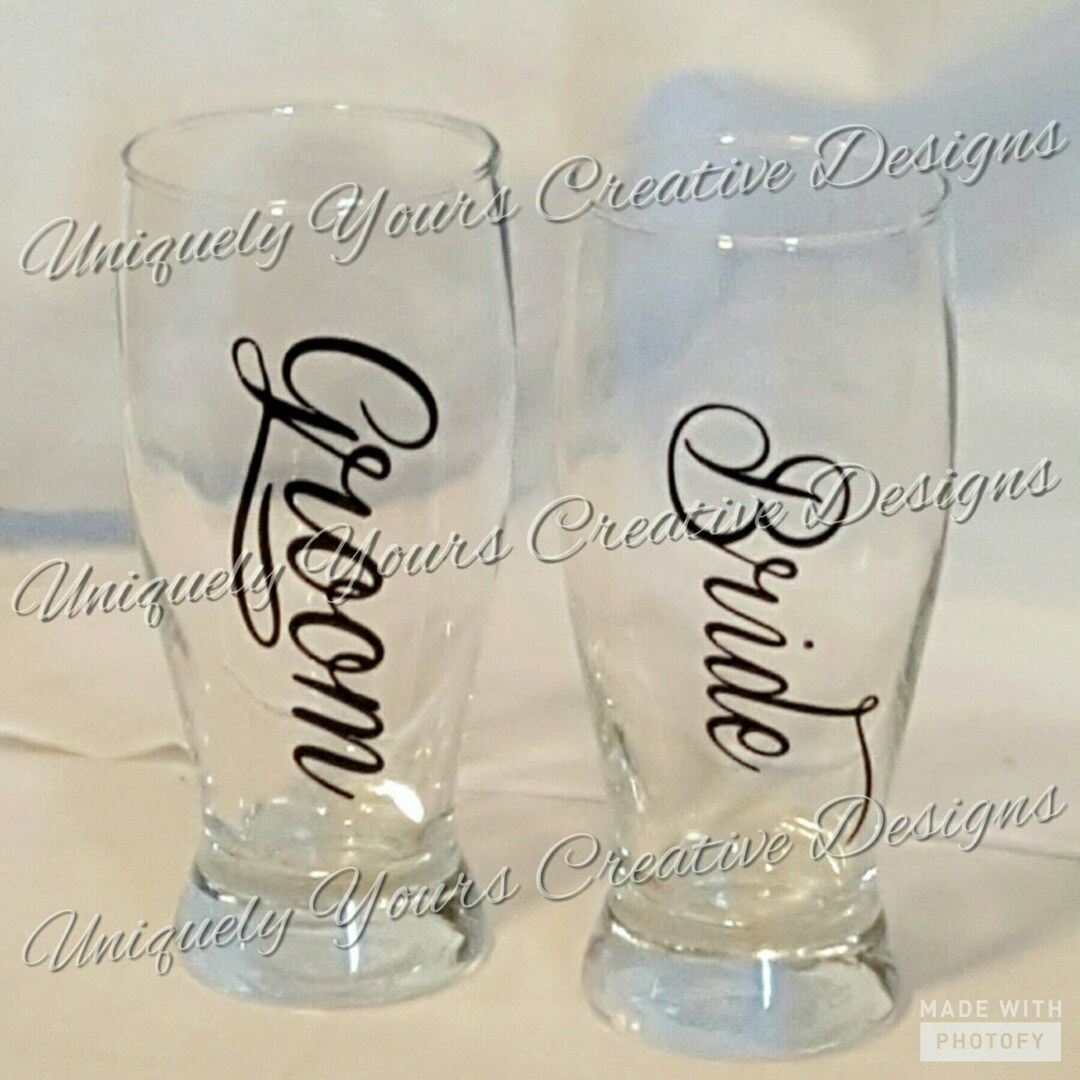 Bride and Groom Glasses Pilsner Glass Set Wedding Gift Mr Etsy