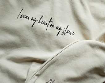 I Wear My Heart On My Sleeve Sweatshirt, Mama Sweatshirt with Children Name on Sleeve, Mama Sweatshirt, Grandma Sweatshirt, Mom Grandma Gift