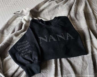 Nana Sweatshirt, Mama Sweatshirt, Black Nana Sweatshirt, Black on Black Sweatshirt, Puff Print Sweatshirt, Mom Gift, Grandma Gift, Nana Gift