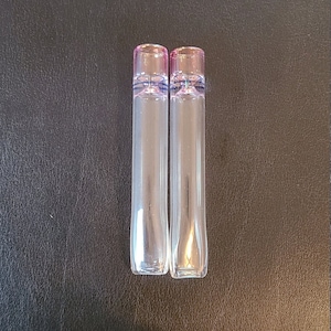 2-Pack &quot;Flat N&#39; Mild&quot; Handmade Flat Mouthpiece Glass One Hitter 3.5&quot; Chillum Pipe USA