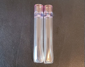 2-Pack &quot;Flat N&#39; Mild&quot; Handmade Flat Mouthpiece Glass One Hitter 3.5&quot; Chillum Pipe USA