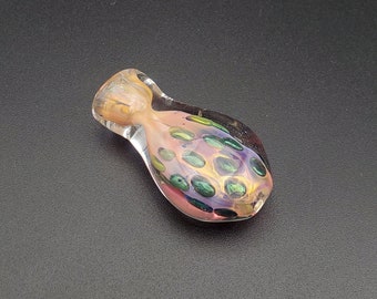 LIL MAMA Small Glass Chillum, Cute Pink 2 to 3" Inch Inside Out Gold Fumed Glass One Hitter Pipe