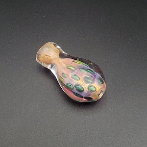 LIL MAMA Small Glass Chillum, Cute Pink 2 to 3&quot; Inch Inside Out Gold Fumed Glass One Hitter Pipe