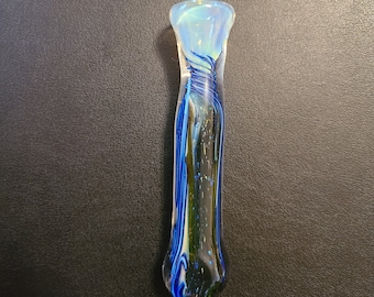 The "Galaxy" Handmade Double-Walled Ultra Premium Glass One Hitter, Chillum, Glass Tobacco Pipe, Glass Hitter Smoking Pipe w/ Dichroic Strip