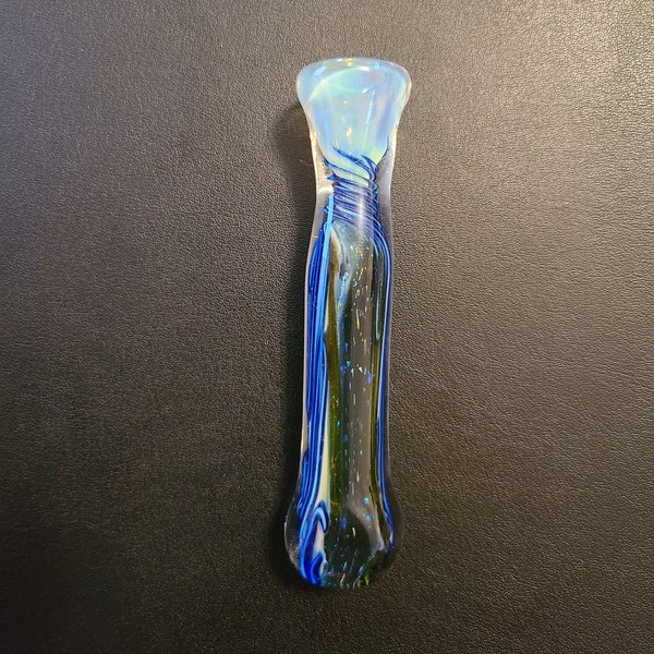 The "Galaxy" Handmade Double-Walled Ultra Premium Glass One Hitter, Chillum, Glass Tobacco Pipe, Glass Hitter Smoking Pipe w/ Dichroic Strip