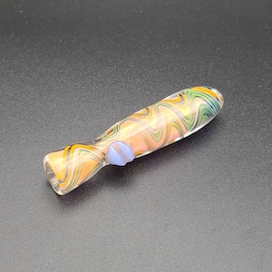 LAZY RIVER 3&quot; Gold Fumed Glass One Hitter Tobacco Pipe Wig Wag Chillum With Roll Stopper
