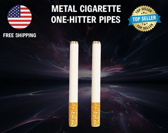 Metal Cigarette One Hitters | Pack of 2 | Pipes for Dugout Box | 3" Inch One Hit Bats | USA SHIPPING