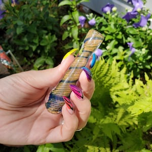 The &quot;Flaming Torch&quot; Thick Glass 3.5&quot; Chillum Inside Out Double Blown Straight One Hitter Pipe