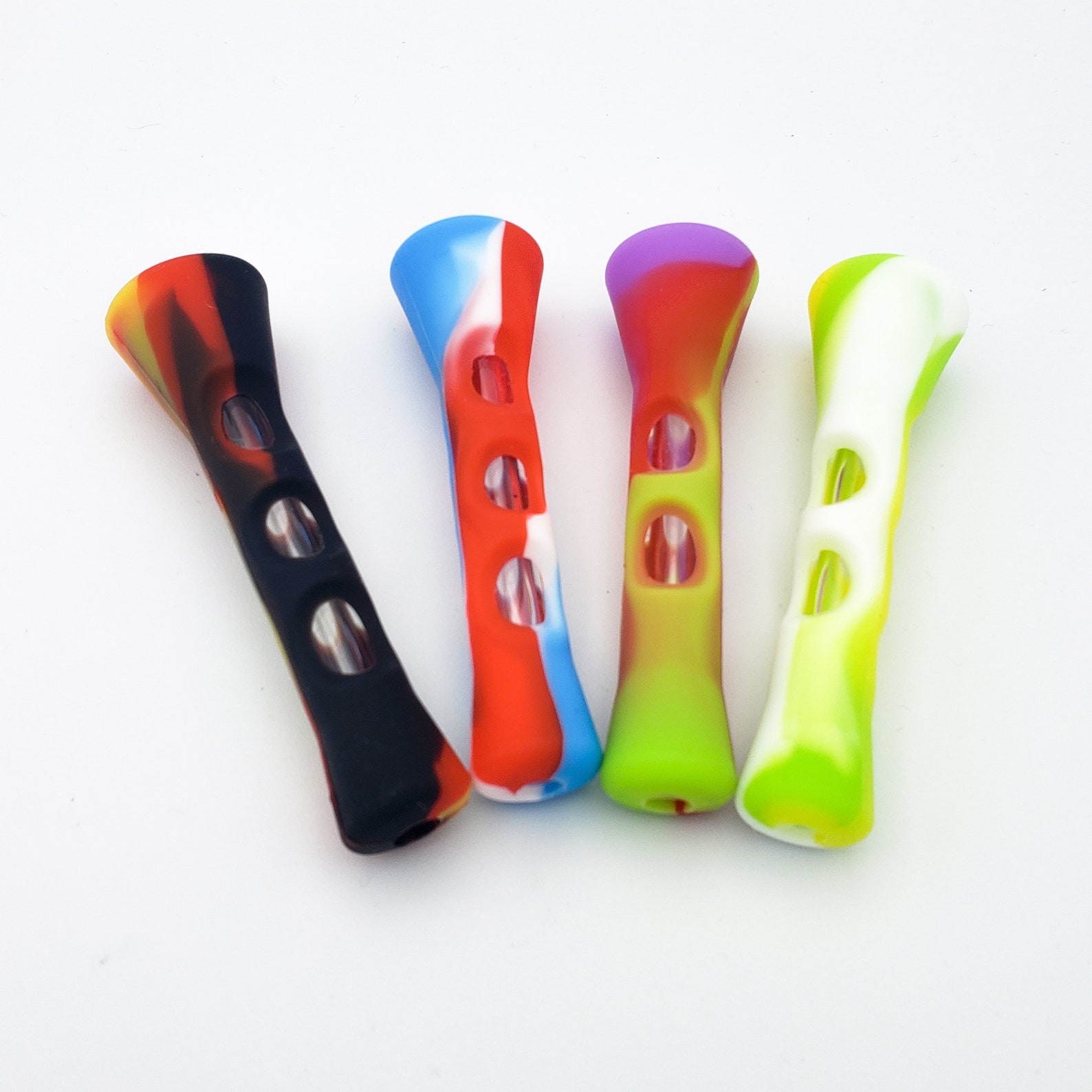 Silicone Chillum Glass Pipes 4pack Glass Smoking Hand Pipe Etsy