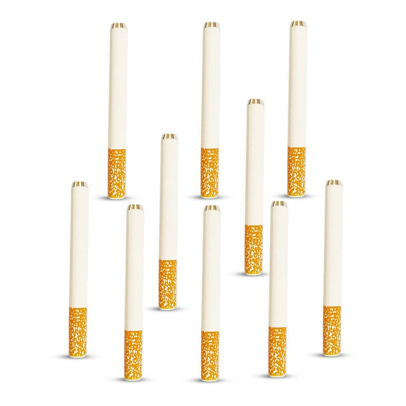 10-Pack Metal One Hitter Dugout Pipes with Steel Bowl Poker and Cleaning Brush | Real-Feel Cigarette Design Smoking Bats for 4 Inch Dug Out image 3