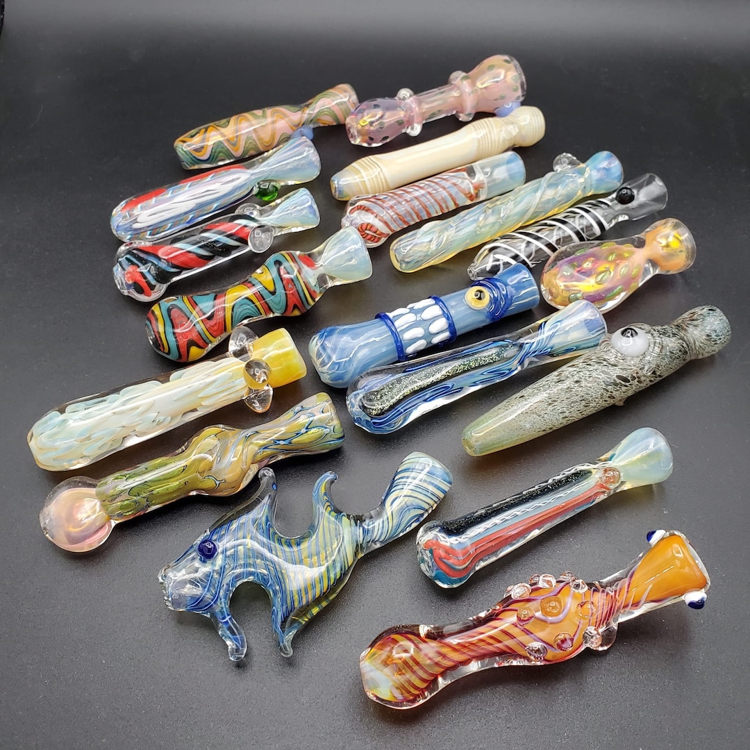 Mystery Glass Pipes Chillums One Hitters Box Handmade Hand Pipe Set
