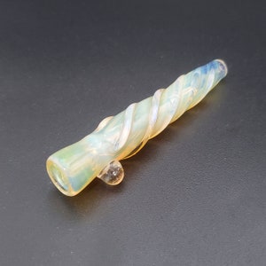 The UNICORN Glass Chillum One Hitter Pipe w/ Roll Stopper & Cleaning Brush
