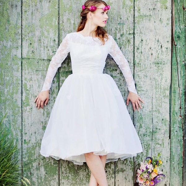 Vintage 50er-Jahre-Stil Hochzeitskleid XS