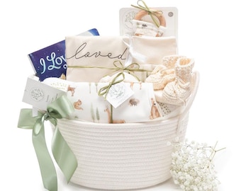 Baby Gift Basket, Organic Baby Gift Basket, Unique Baby Gifts, Newborn Baby Gifts, Gender Neutral Baby Gift, Baby Gifts, Woodland Baby Gift
