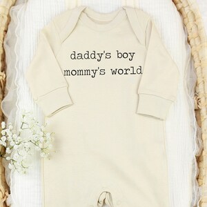 Organic Baby Clothes, Baby Boy Romper, Organic Baby Romper, Daddy&#39;s Boy Mommy&#39;s World, Coming Home Baby Clothes, Baby Boy Clothes, Baby Gift