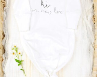 Organic Baby Clothes, Gender Neutral Baby Gown, Knot Gown Baby Clothes, Giraffe Baby Clothes, Coming Home Baby Clothes, Newborn Baby Clothes