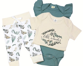 Organic Baby Clothes, Spring Baby Clothing, Butterfly Baby Clothes, Little Wonder Baby Set, Newborn Baby Clothes, Nature Baby Clothes