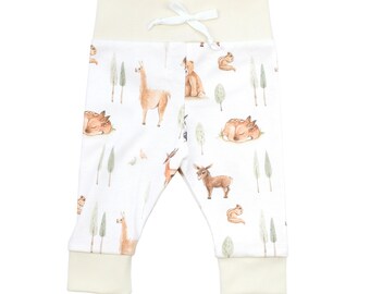 Organic Baby Clothes, Woodland Baby Leggings, Llama Baby Leggings, Newborn Baby Leggings, Gender Neutral Baby Clothes, Newborn thru 6-12m