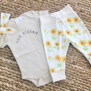 Sunflower Baby Clothes, Organic Baby Girl Clothes, Baby Girl Sunflower ...