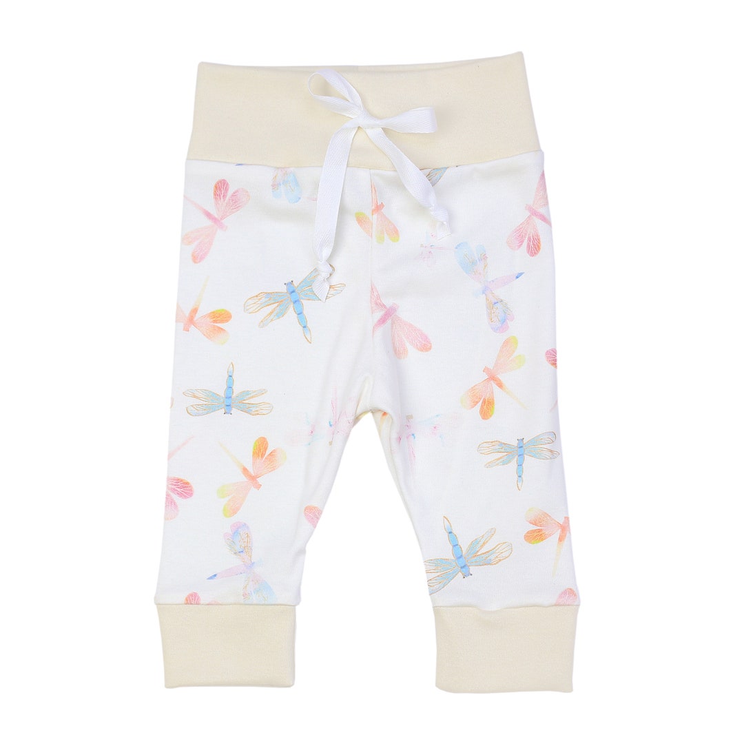 Organic Baby Girl Clothes, Baby Girl Dragonfly Leggings, Organic Baby