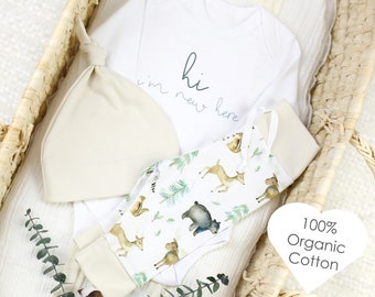 Organic Baby Clothes, Woodland Baby Clothes, Bear Baby Leggings, Newborn Baby Outfit, Gender Neutral Baby Clothes, Woodland Baby Leggings