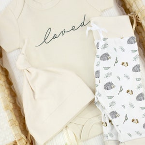 Organic Baby Clothes, Gender Neutral Baby Clothes, Woodland Baby Clothes, Hedgehog Baby Outfit, Nature Baby Leggings, Coming Home Baby
