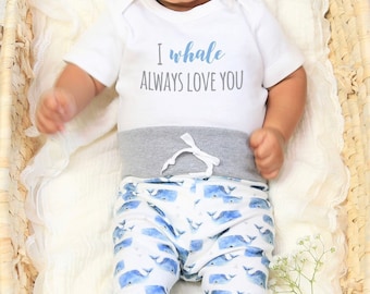 Organic Baby Clothes, Baby Boy Coming Home Outfit, Whale Baby Outfit, Nautical Baby Outfit, Whale Baby Boy Clothes, Baby Boy Whale Leggings