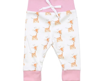 Organic Baby Girl Clothes, Baby Girl Giraffe Pants, Giraffe Baby Girl Theme, Giraffe Baby Girl Leggings, Baby Girl Giraffe Leggings