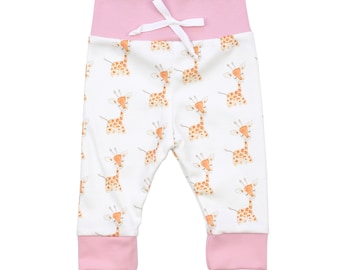Organic Baby Girl Clothes, Baby Girl Giraffe Pants, Giraffe Baby Girl Theme, Giraffe Baby Girl Leggings, Baby Girl Giraffe Leggings