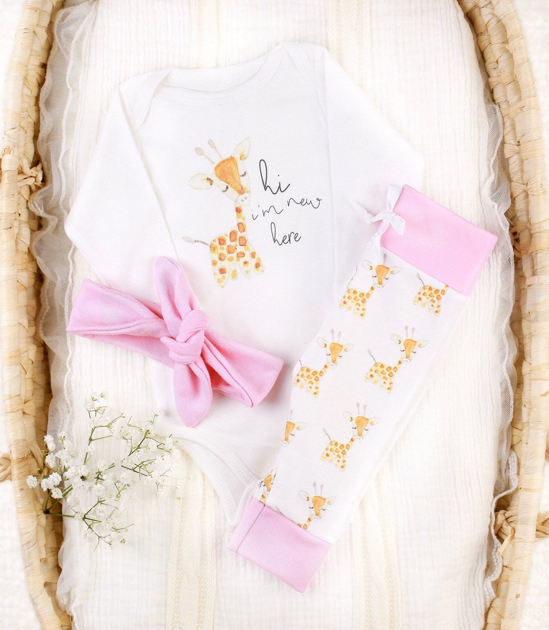 Organic Baby Girl Clothes, Baby Girl Coming Home Outfit, Giraffe Baby