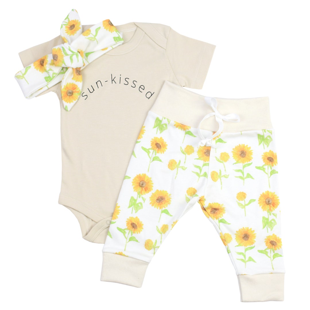 Sunflower Baby Clothes, Organic Baby Girl Clothes, Baby Girl Sunflower ...