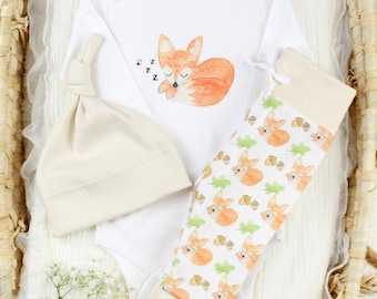 Organic Baby Clothes, Fox Baby Clothes, Fox Baby Leggings, Newborn Baby Outfit, Gender Neutral Baby Clothes, Woodland Baby Leggings
