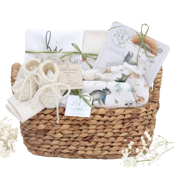 Organic Baby Gift Basket, Personalize Name, Girl Baby Shower