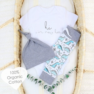 Organic Baby Clothes, Dinosaur Baby Clothes, Baby Boy Coming Home Outfit, Dinosaur Baby Leggings, Organic Baby Onesie, Dinosaur Baby Theme