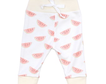 Organic Baby Girl Clothes, Watermelon Baby Leggings, Watermelon Baby Girl Pants, Baby Girl Gift, Organic Baby Girl Outfit, Watermelon Theme