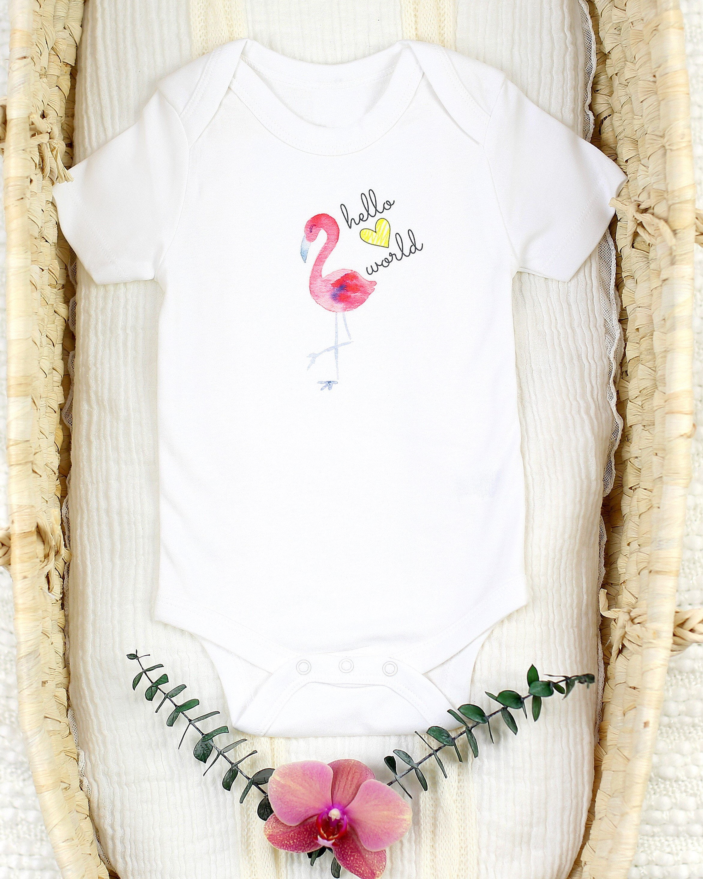 Flamingo Baby Bodysuit Organic Baby Clothes Baby Girl Etsy