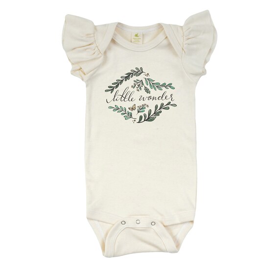 Organic Baby Clothes Little Wonder Flutter Bodysuit USA Made Bodysuit Baby Girl Onesie Flutter Sleeve Bodysuit 3 6m Thru 12 18m Etsy UK