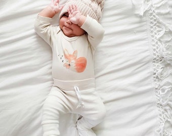 Organic Baby Clothes, Fox Baby Bodysuit, Fox Baby Clothing, Newborn Baby Clothes, Gender Neutral Baby Clothes, Woodland Baby Fox Onesie