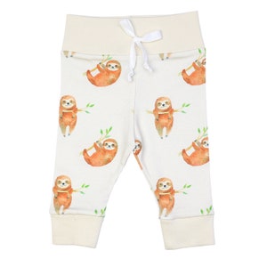 Organic Baby Clothes, Gender Neutral Baby Clothes, Sloth Baby Leggings, Sloth Baby Pants, Coming Home Baby Clothes, Sloth Baby, Newborn Baby
