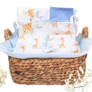 Baby Boy Gift Basket, Organic Baby Gift Basket, Baby Boy Gift, Newborn Gift Basket, Giraffe Baby Gift Basket, Welcome Baby Gift Basket image 1