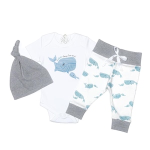 Organic Baby Clothes, Baby Boy Coming Home Outfit, Whale Baby Outfit, Nautical Baby Outfit, Whale Baby Boy Clothes, Baby Boy Whale Leggings