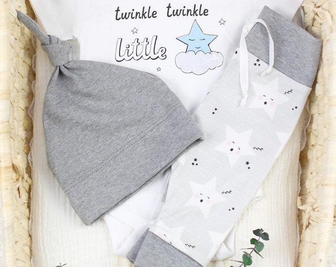 Organic Baby Boy Clothes, Baby Boy Coming Home Outfit, Star Baby