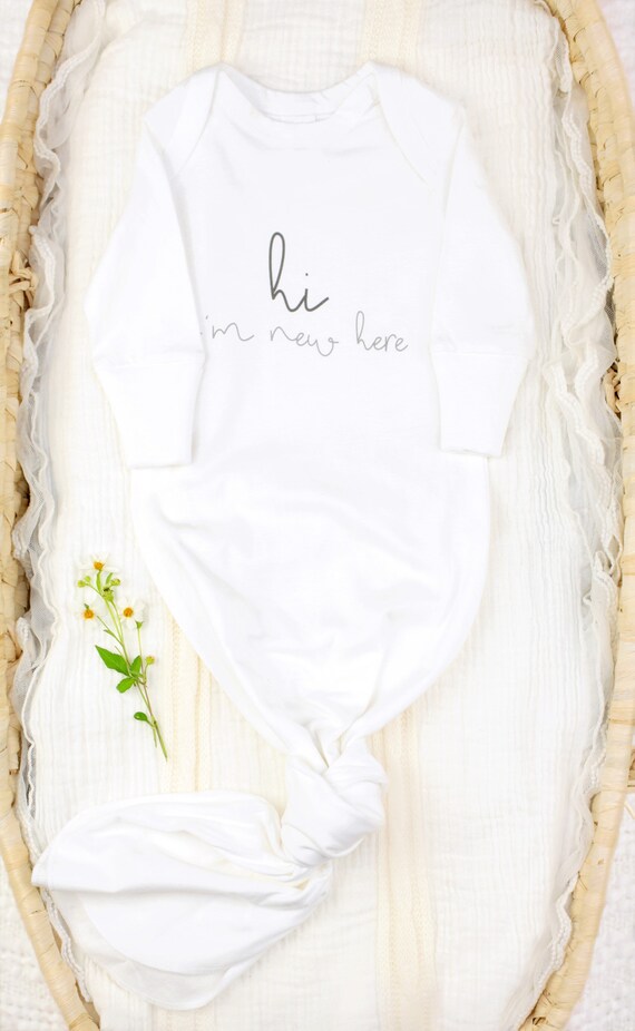 Organic Baby Clothes Gender Neutral Baby Gown Knot Gown Baby Etsy