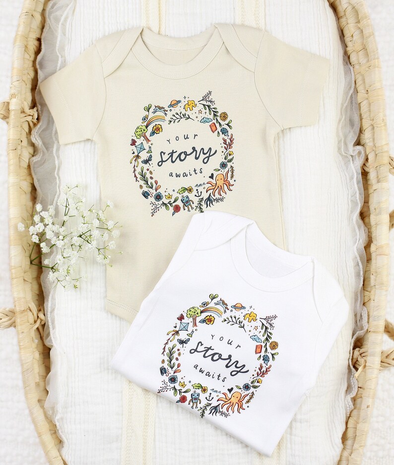 Adventure Baby Clothing Organic Baby Clothes Your Story Awaits Bodysuit Story Awaits Newborn Baby Clothes Gender Neutral Baby Clothes