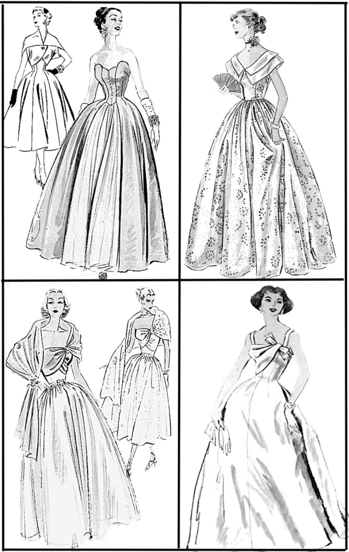 1950s Dresses Coloring Pages Book 30 PDF Pages Printable | Etsy