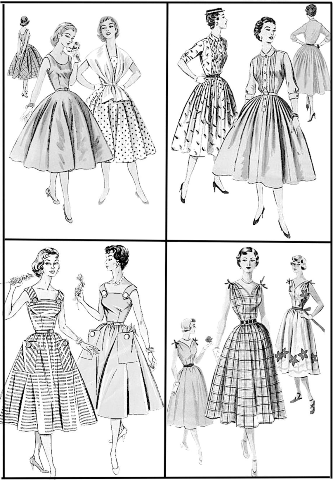 1950s Dresses Coloring Pages Book 30 PDF Pages Printable | Etsy