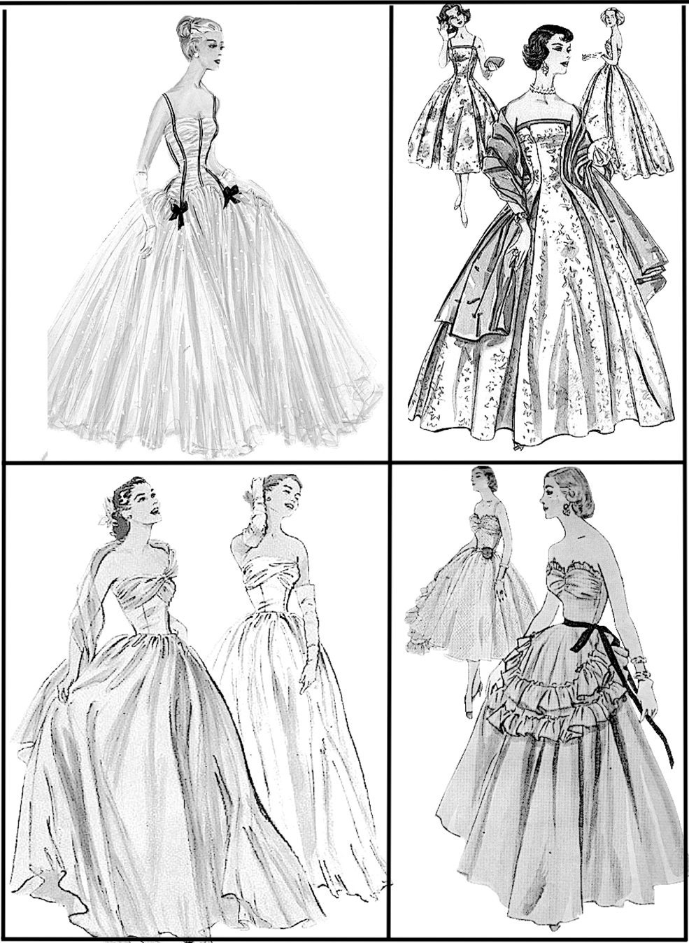 1950s Dresses Coloring Pages Book 30 PDF Pages Printable | Etsy