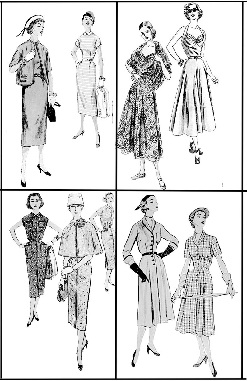 1950s Dresses Coloring Pages Book 30 PDF Pages Printable | Etsy